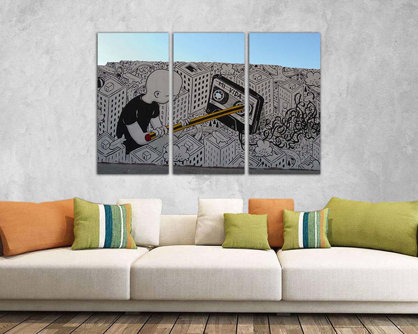 Cassette tape Wall art canvas art decor Graffiti print Music artwork Gift to musicia