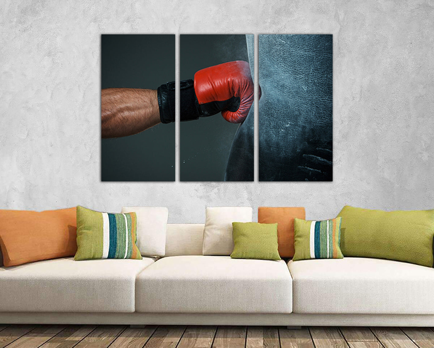 Boxing gloves canvas gallery wrap Sports décor Gym wall art Punching bag Kick in boxing
