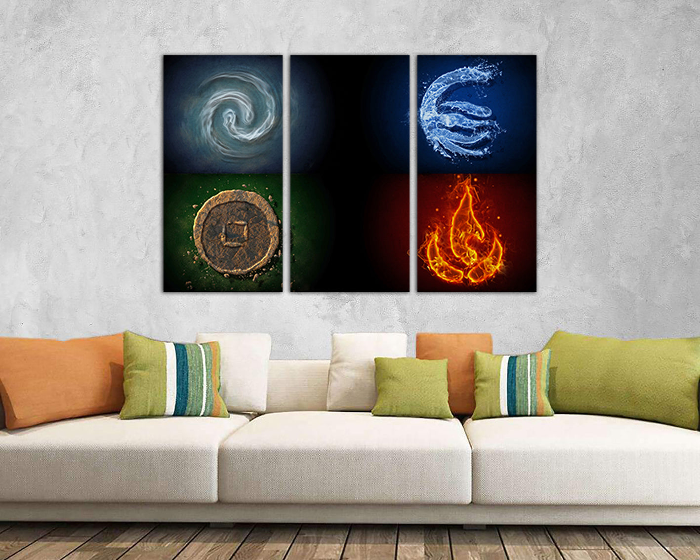 Fire air water earth Four element canvas prints Meditate Occult symbol decor