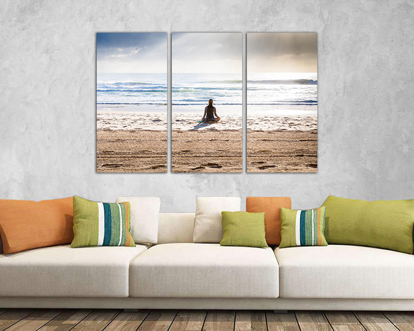 Beach Meditation canvas Spiritual print wall art Water artwork Ocean gift print