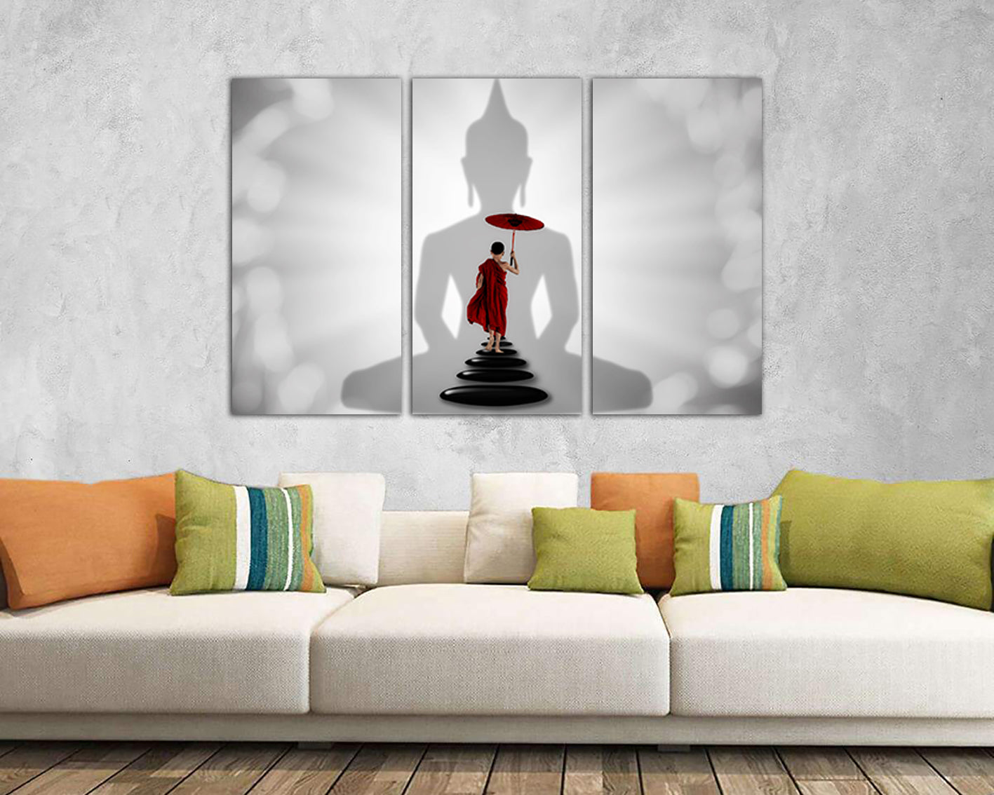 Buddha canvas Zen wall art Monk decor Stone print Chakra gift for her Meditation Yoga spiritual