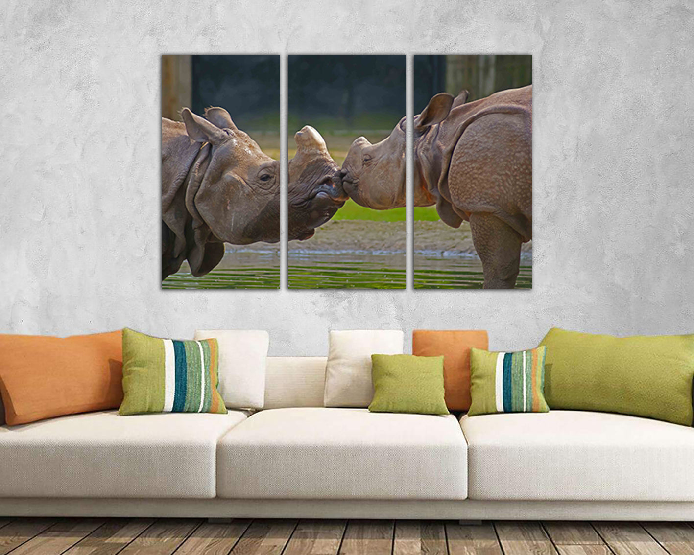 Rhinoceros print on canvas Rhino wall art Animals decor Safari photo Nursery gift