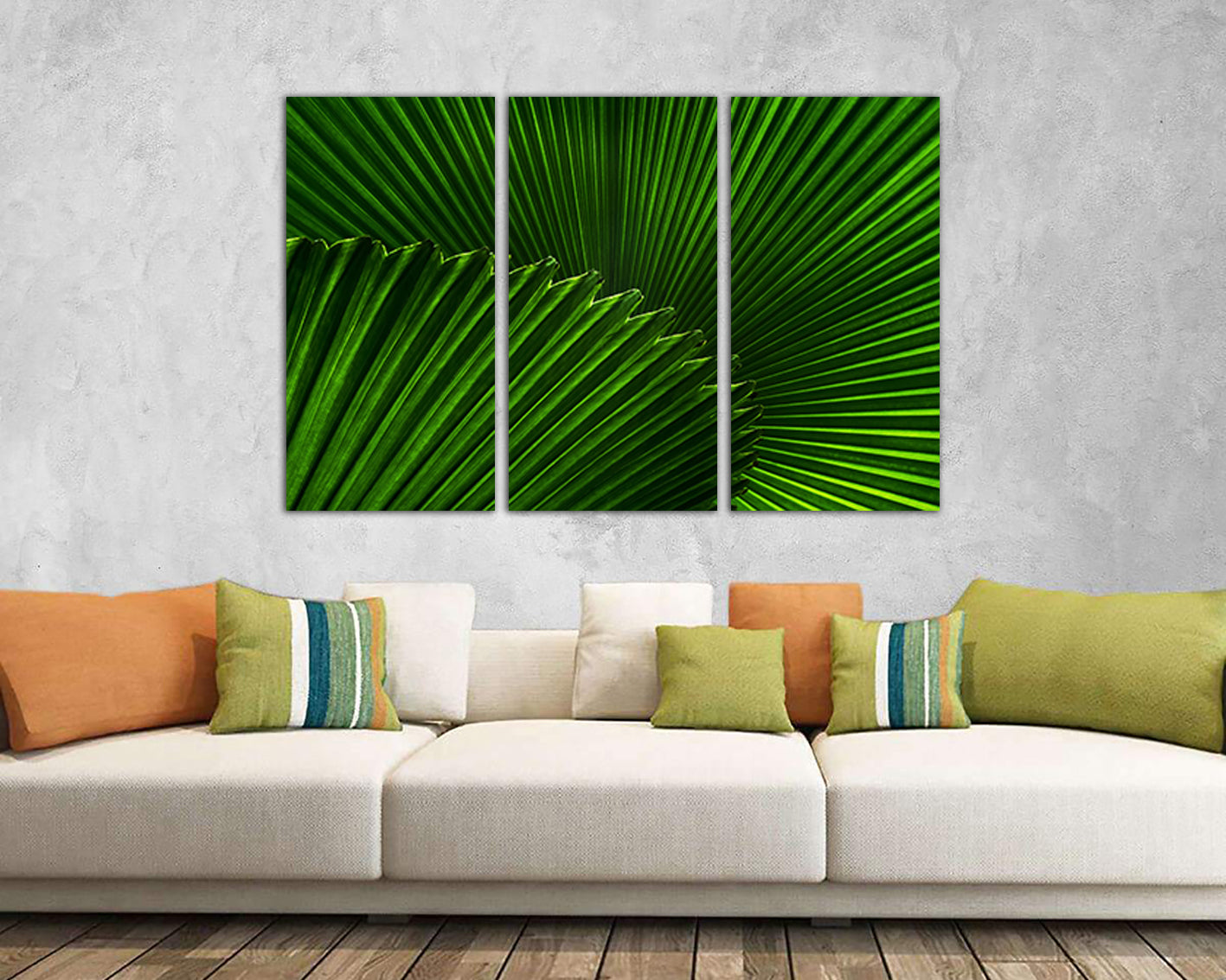 Palm leaf print on canvas Leaves décor Landscape art Nature Tropical artwork Macro Botanical photo