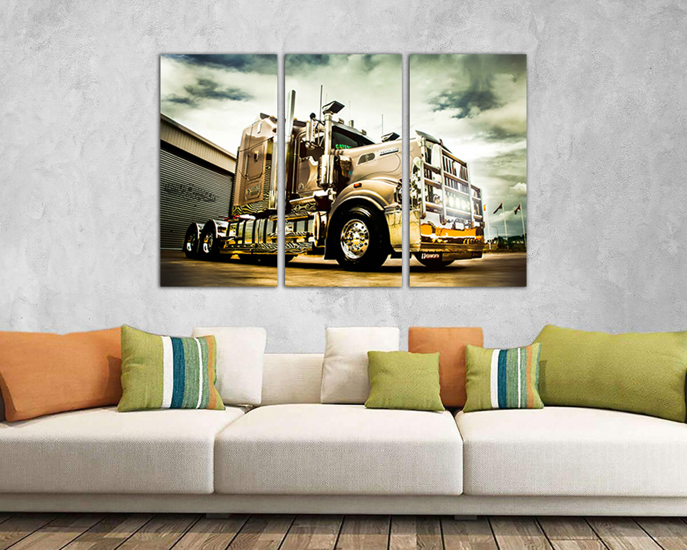 Print on canvas Semi Truck Kenworth décor Mechanism print Gift travel
