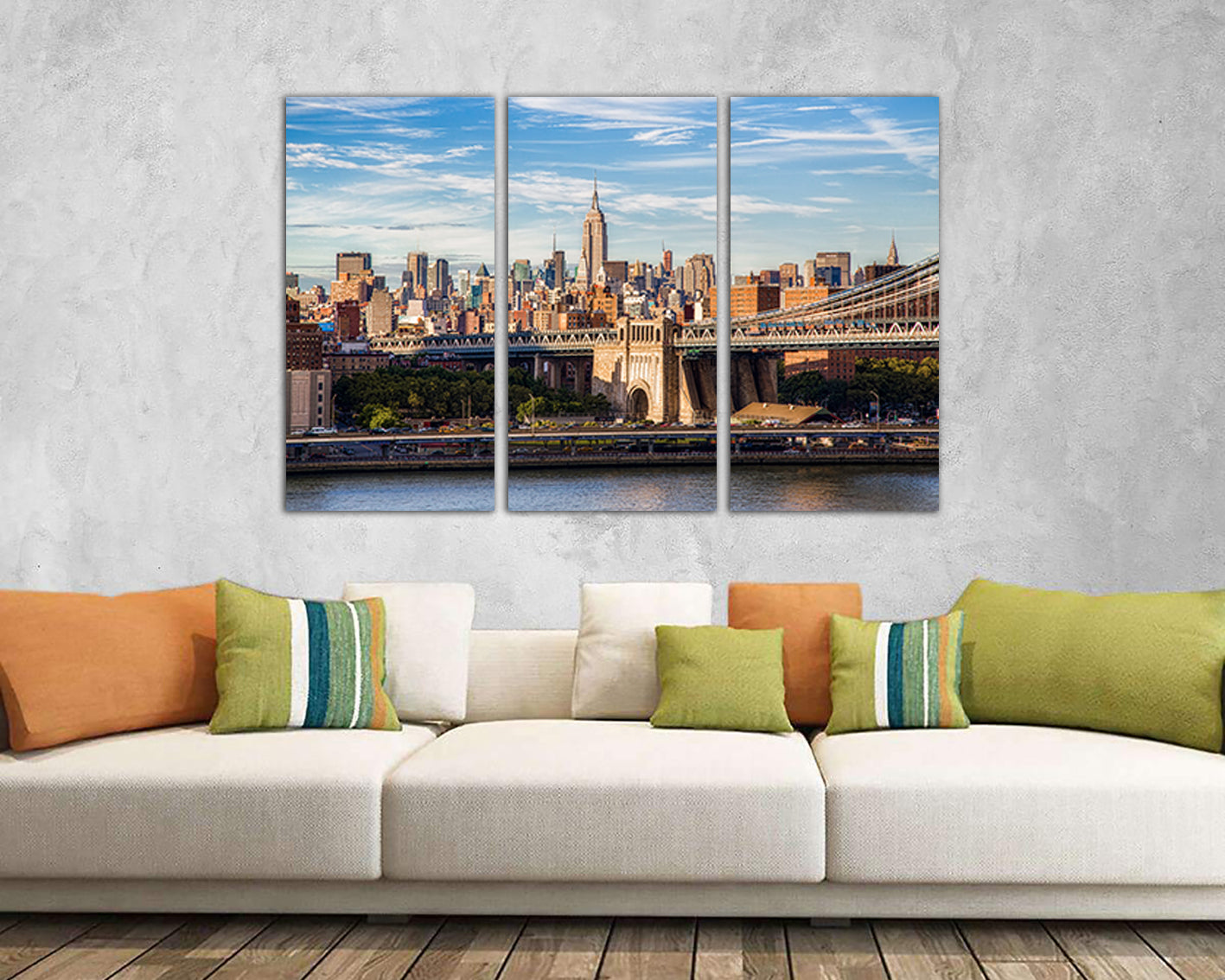 Manhattan bridge Wall art canvas New York skyline Brooklyn prints Travel decor
