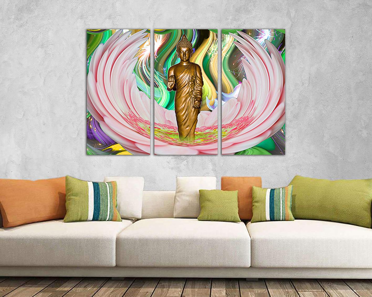 Buddha canvas Spiritual art Yoga Buddhism wall art Meditation decor Lotus flower print