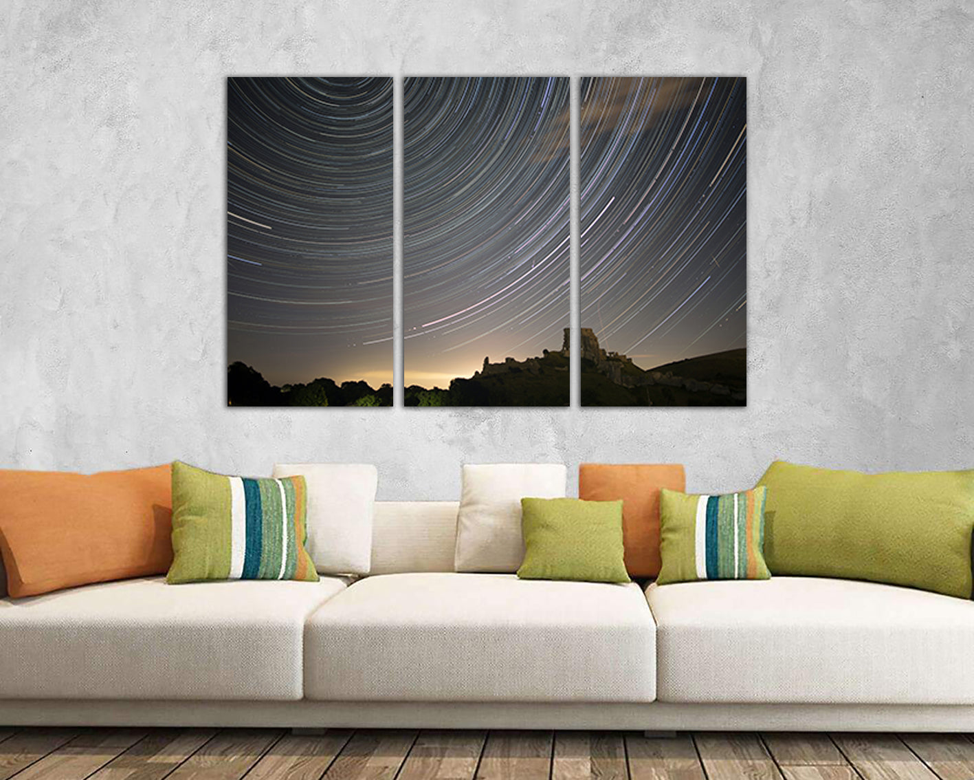 Meteor shower print Starry sky décor Sky canvas set Nursery nature art Comet artwork