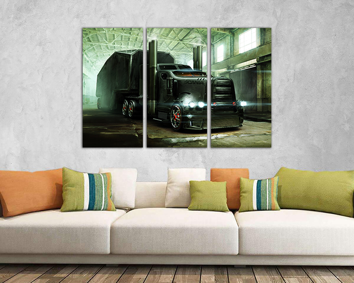 Truck wall print Car engine Semi truck Mechanism decor Muscle car art Engine canvas set