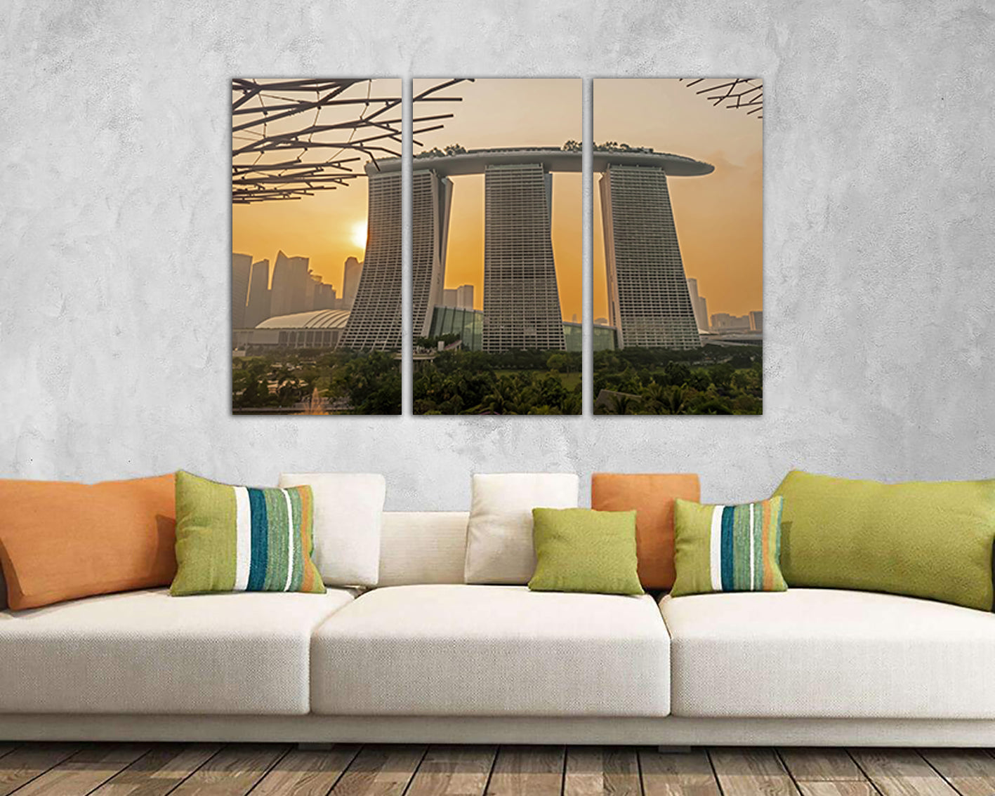 Wall art canvas Singapore print Travel gift city Marina Bay Asia decor