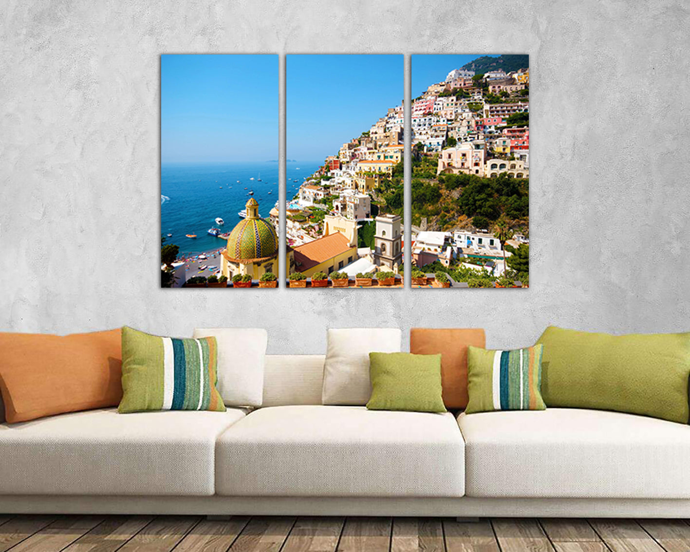 Amalfi coast canvas Positano décor Italy travel wall art Beach print ready to hang