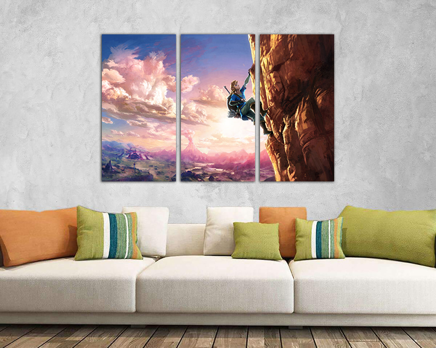 Legend of Zelda print on canvas Game art works kids room ready to hang