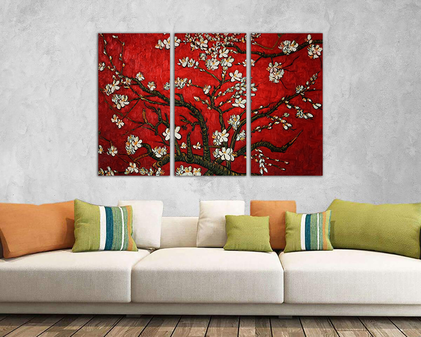 Almond blossom print on canvas Van gogh art works Flower red decor