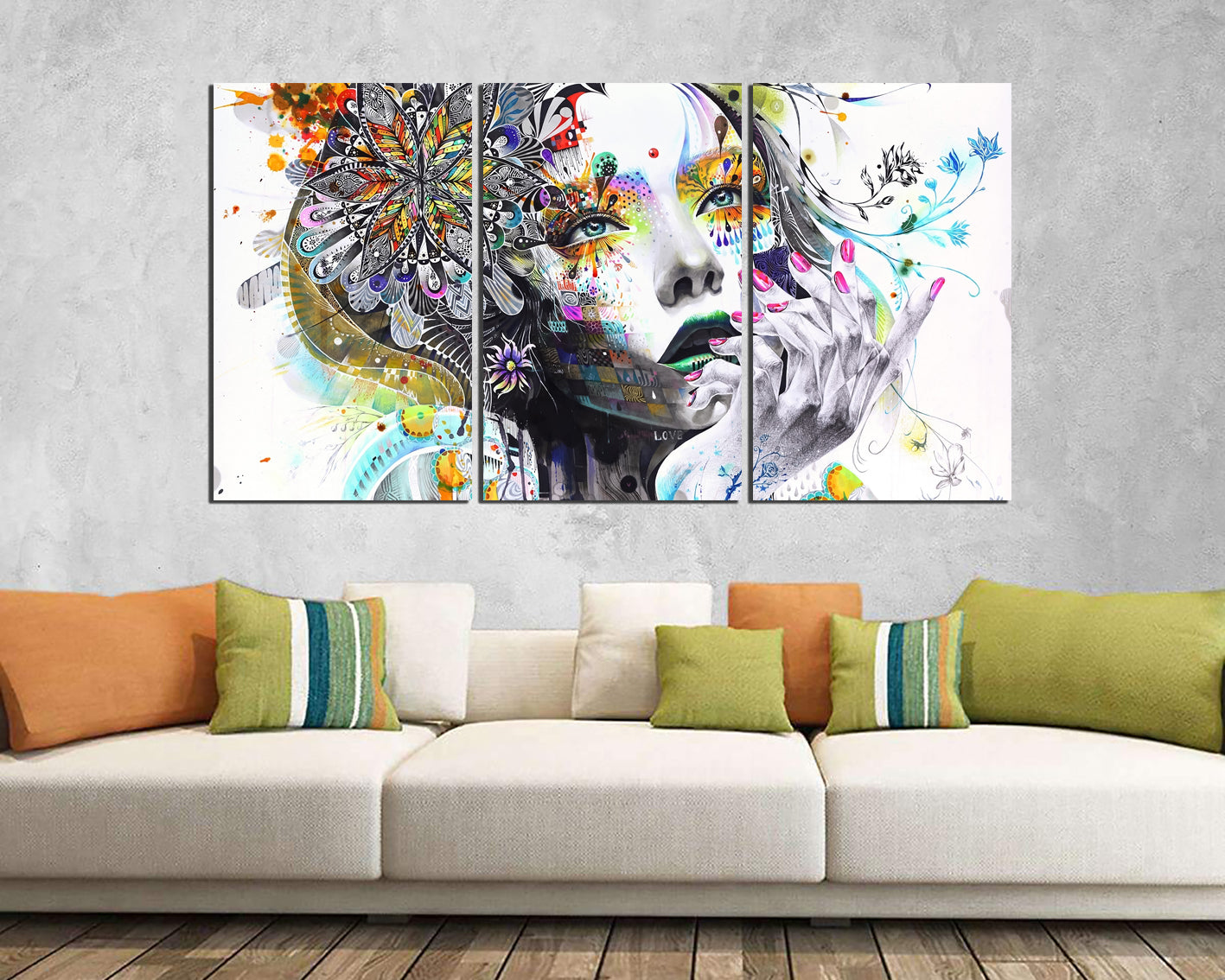 Painting face girl dreams painting print on canvas Abstraction art works