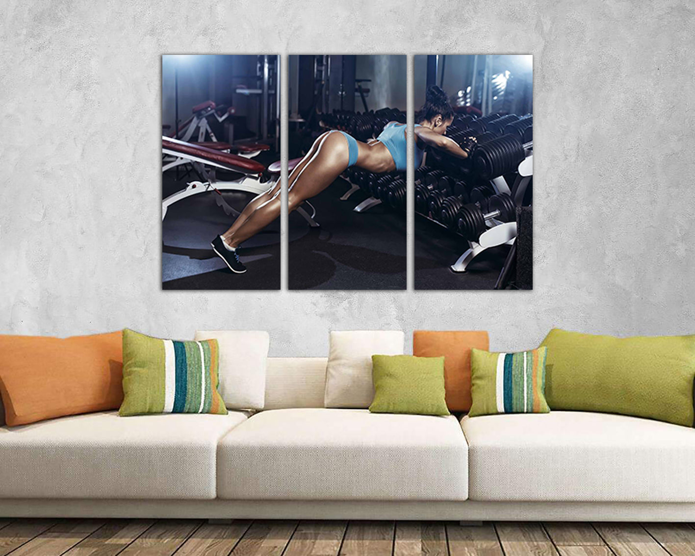 Fitness gym print Sports wall art Dumbbell canvas ready to hang