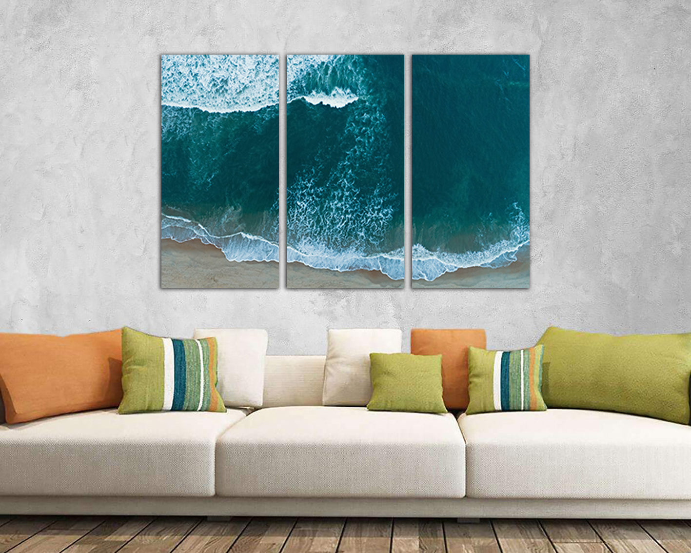 Ocean waves canvas set Water coast Landscape art Beaches nature decor