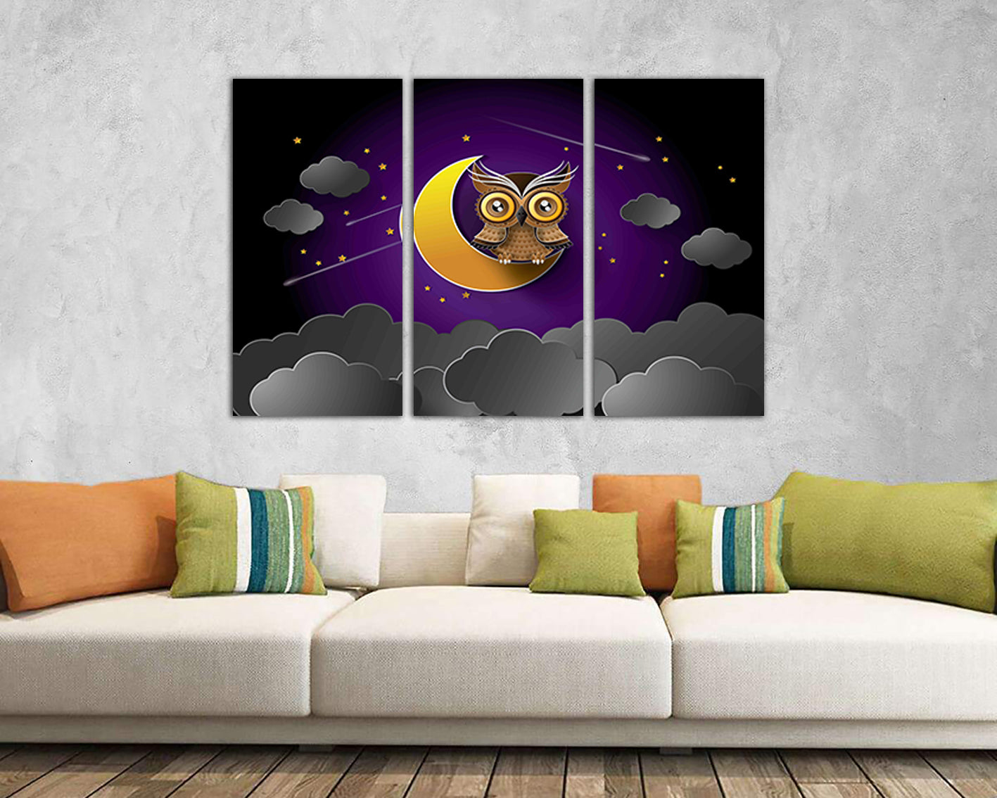Owl baby print on canvas Kids wall decor Fantasy bedroom Baby gift