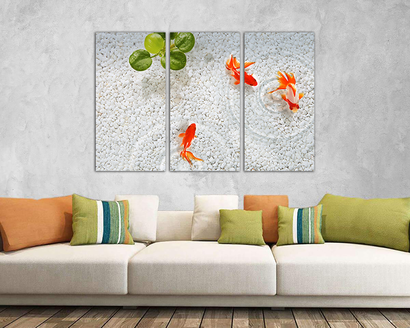 Zen fish Large canvas set Yoga art prints Meditation white stones artwork Koi fish Japanese gift Spiritual decor