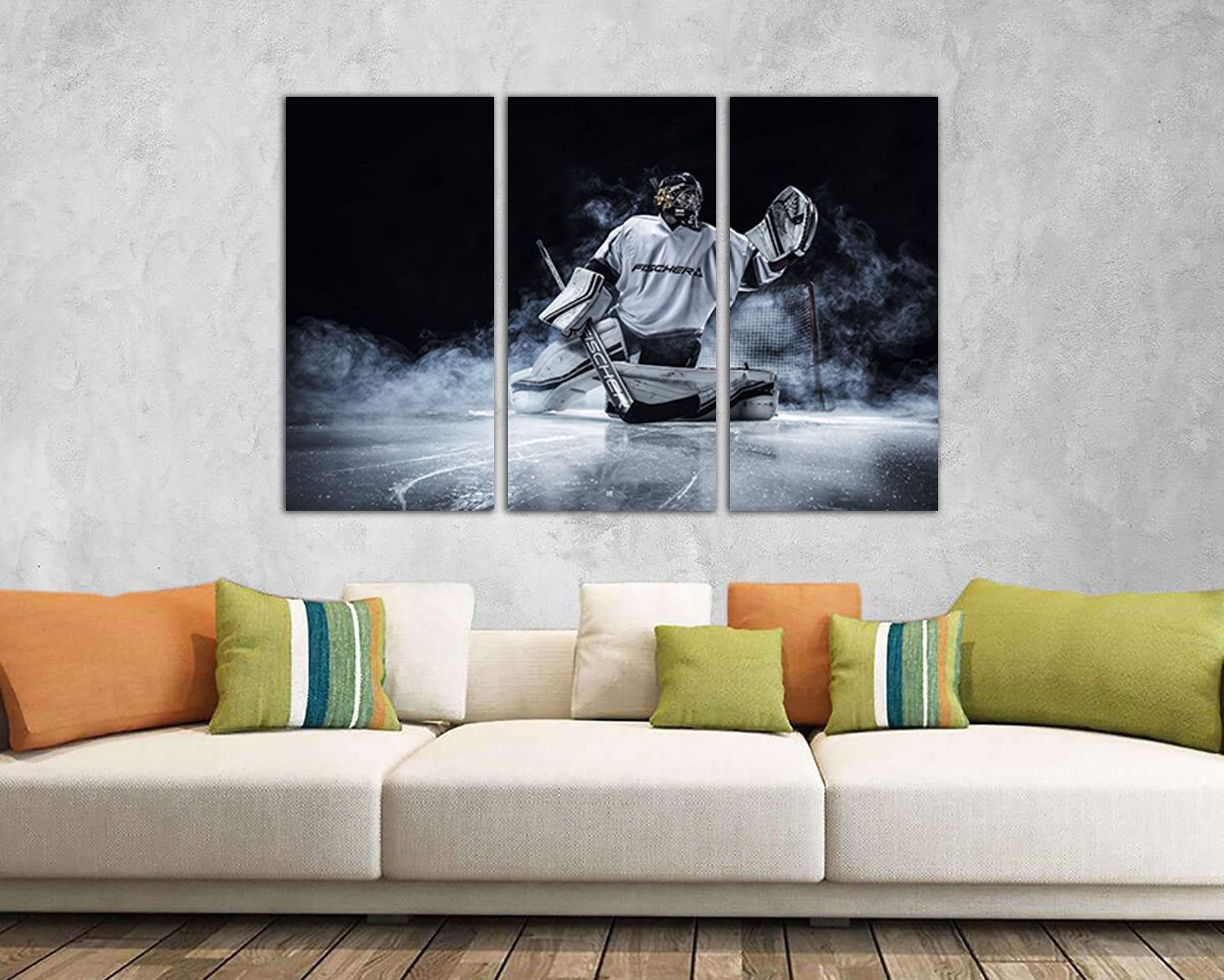 Hockey canvas Ice rink décor Winter sports Gift for boy