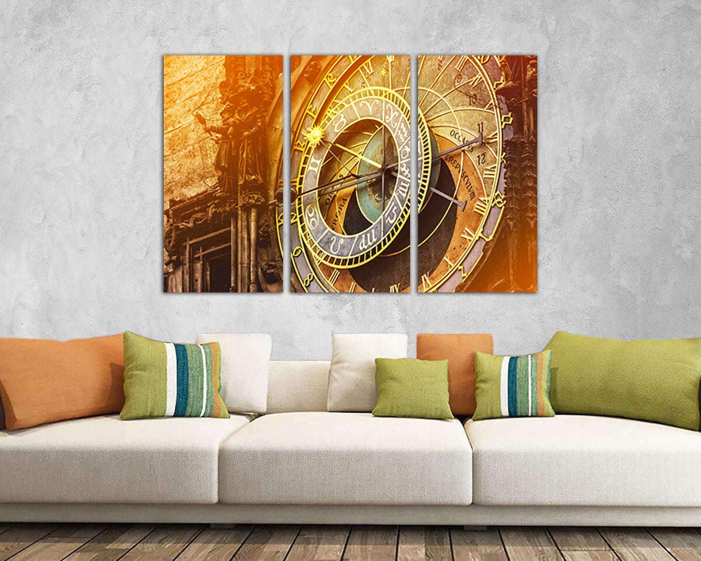 Print on canvas Astronomical clock Prague Czech art Mechanism decor