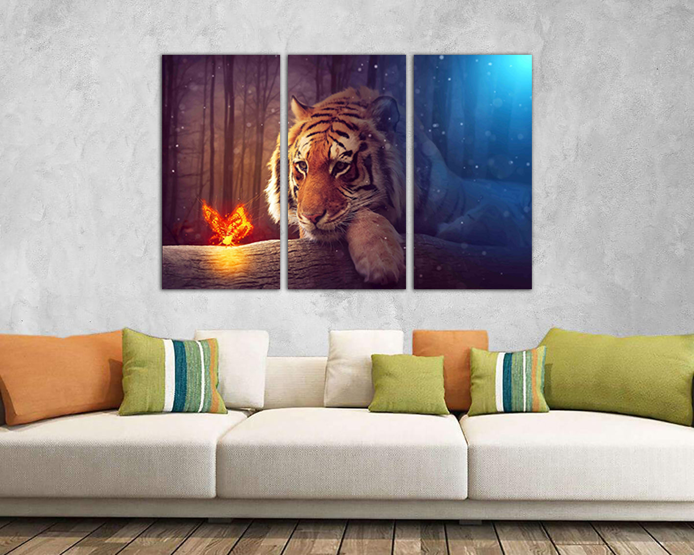Tiger canvas Nursery decor Big cats fantasy print Magical art Fairy artwork Kids wall art art