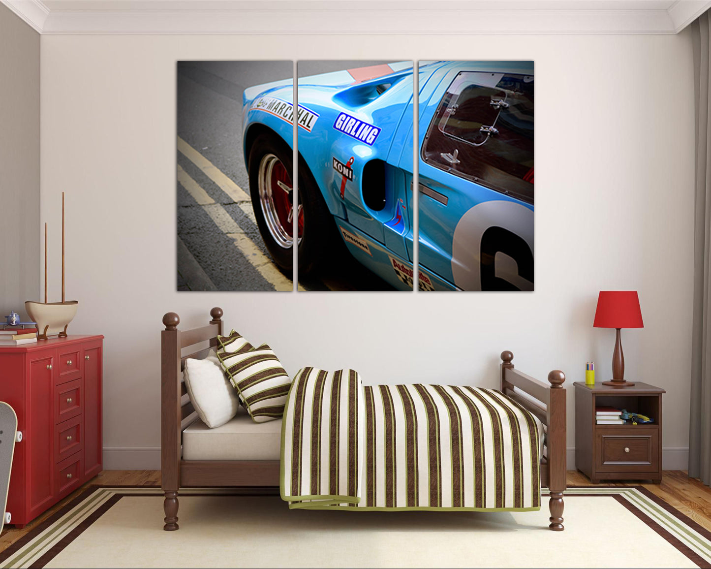 Car canvas Transport print Mechanism room décor Racing Automobile gift