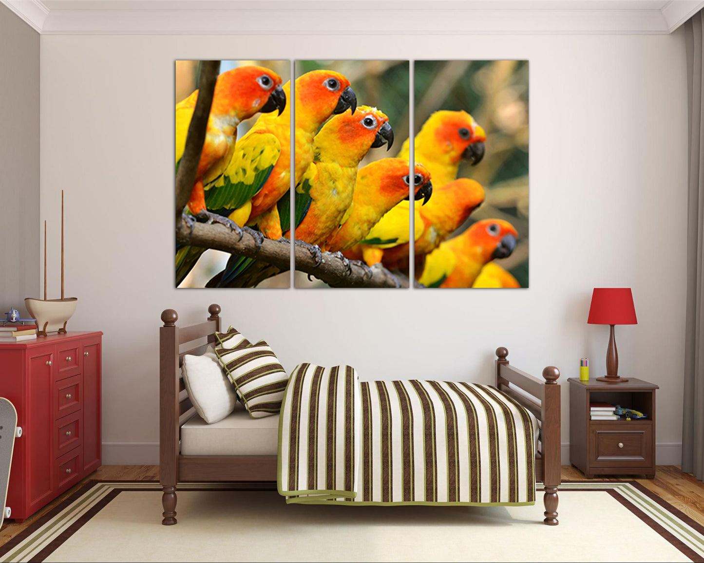 Parrot yellow canvas Cockatoo bird print Tropical animal art