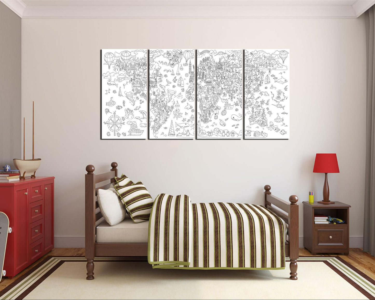 Baby world map canvas Play room decor gift Attraction map