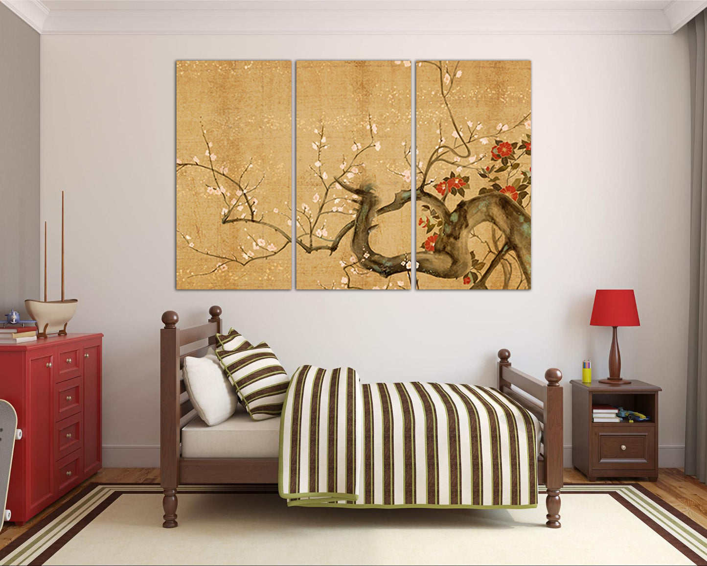 Japan Flower print on canvas Sakura Cherry blossom decor ready to hang