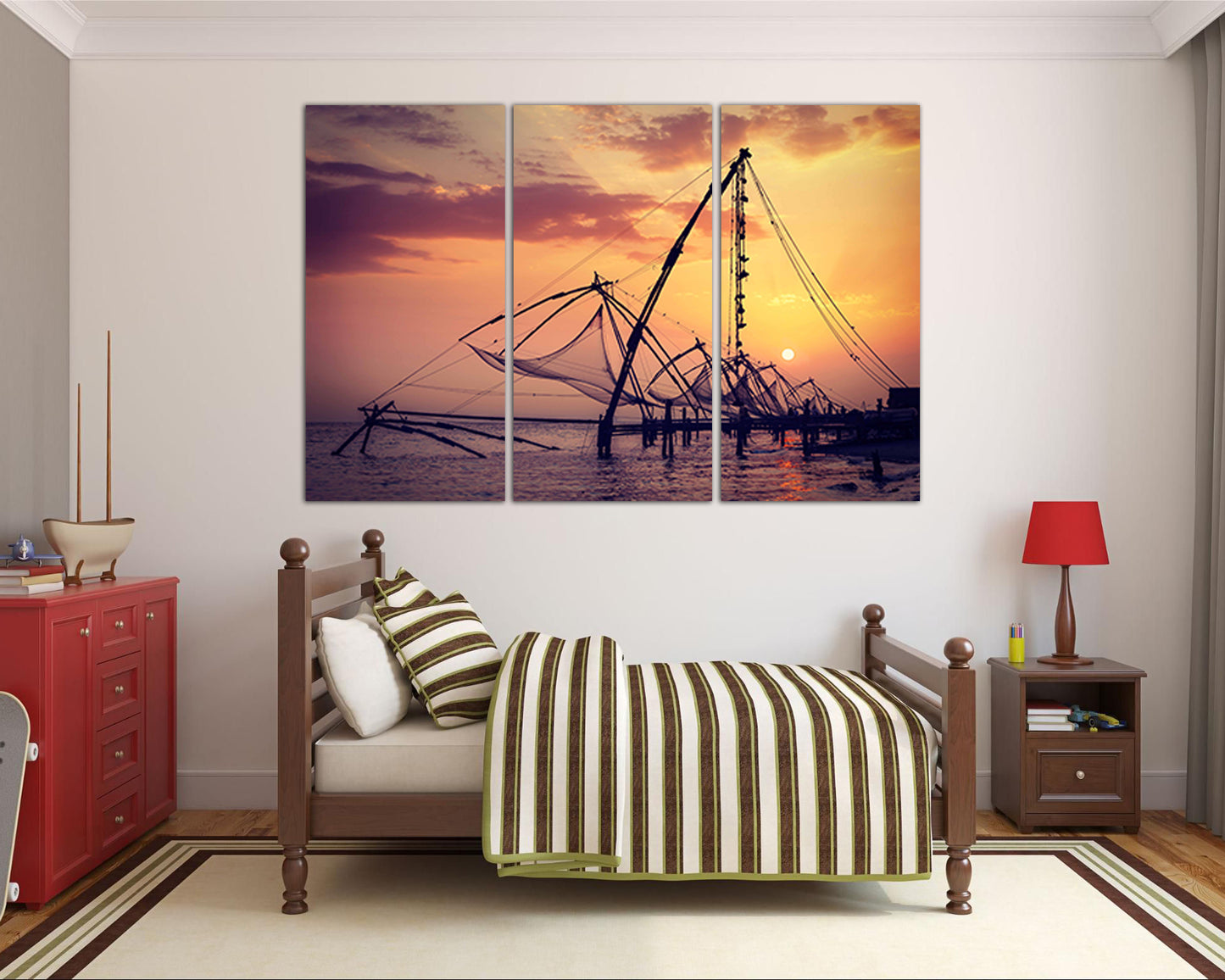 Fishing nets canvas Fisherman gift Sea fishing Ocean art works Fishing gear Seascape