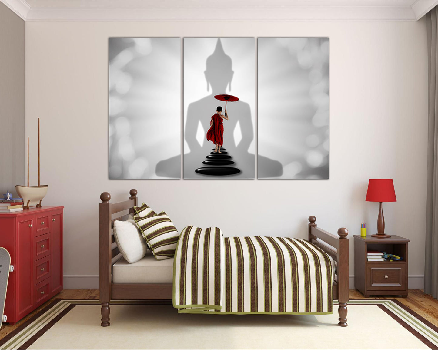 Buddha canvas Zen wall art Monk decor Stone print Chakra gift for her Meditation Yoga spiritual