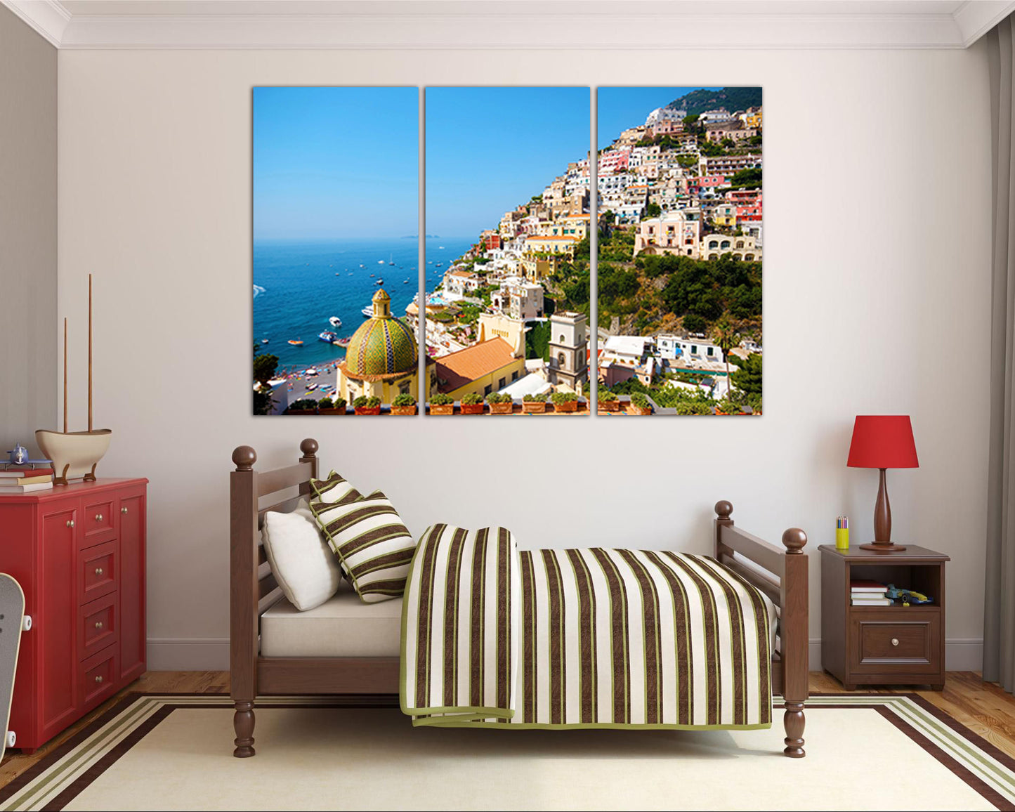 Amalfi coast canvas Positano décor Italy travel wall art Beach print ready to hang