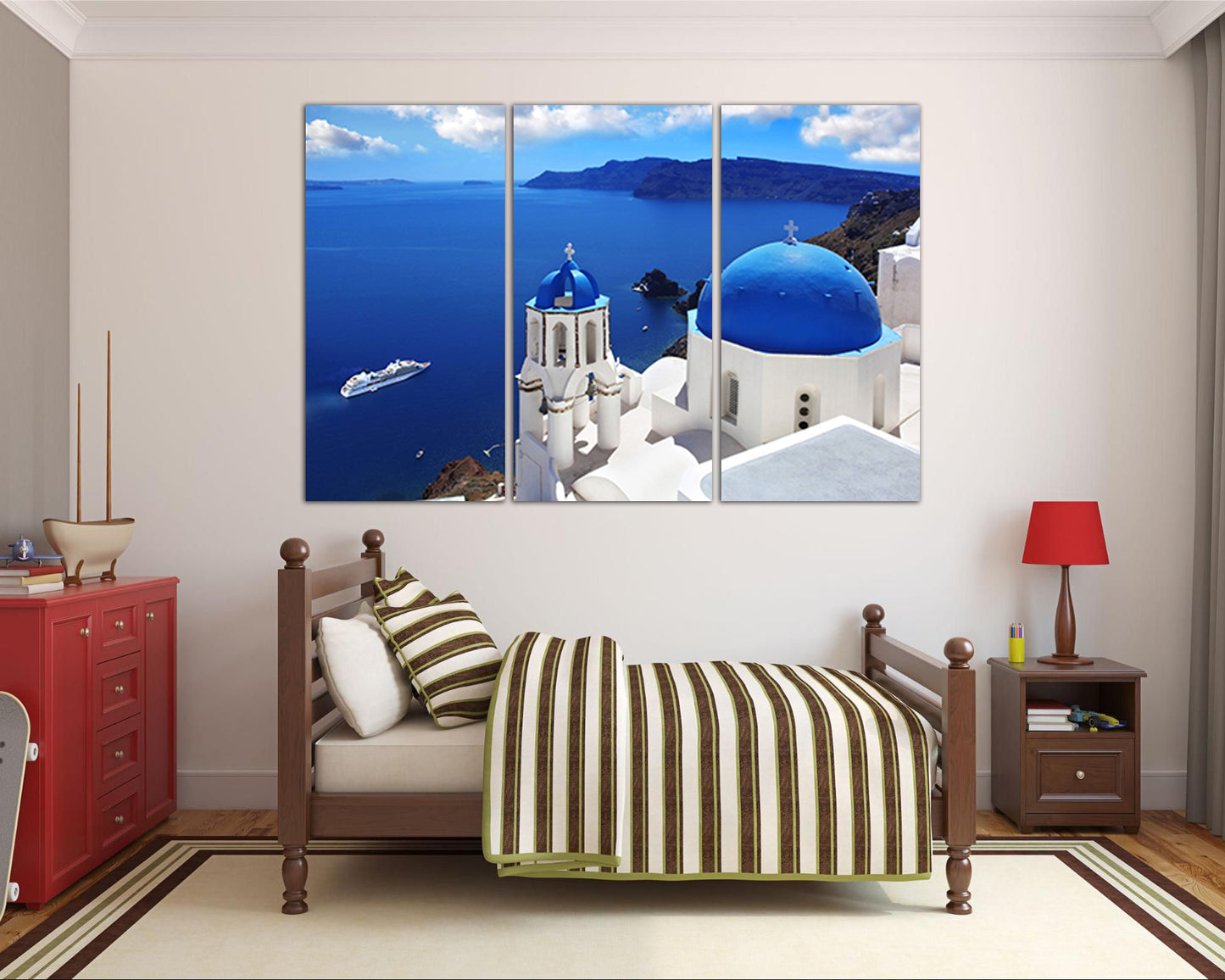 Santorini print Greece canvas Travel wall art