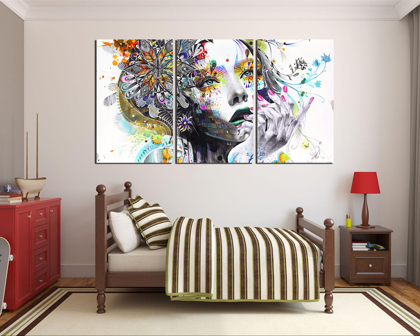 Painting face girl dreams painting print on canvas Abstraction art works