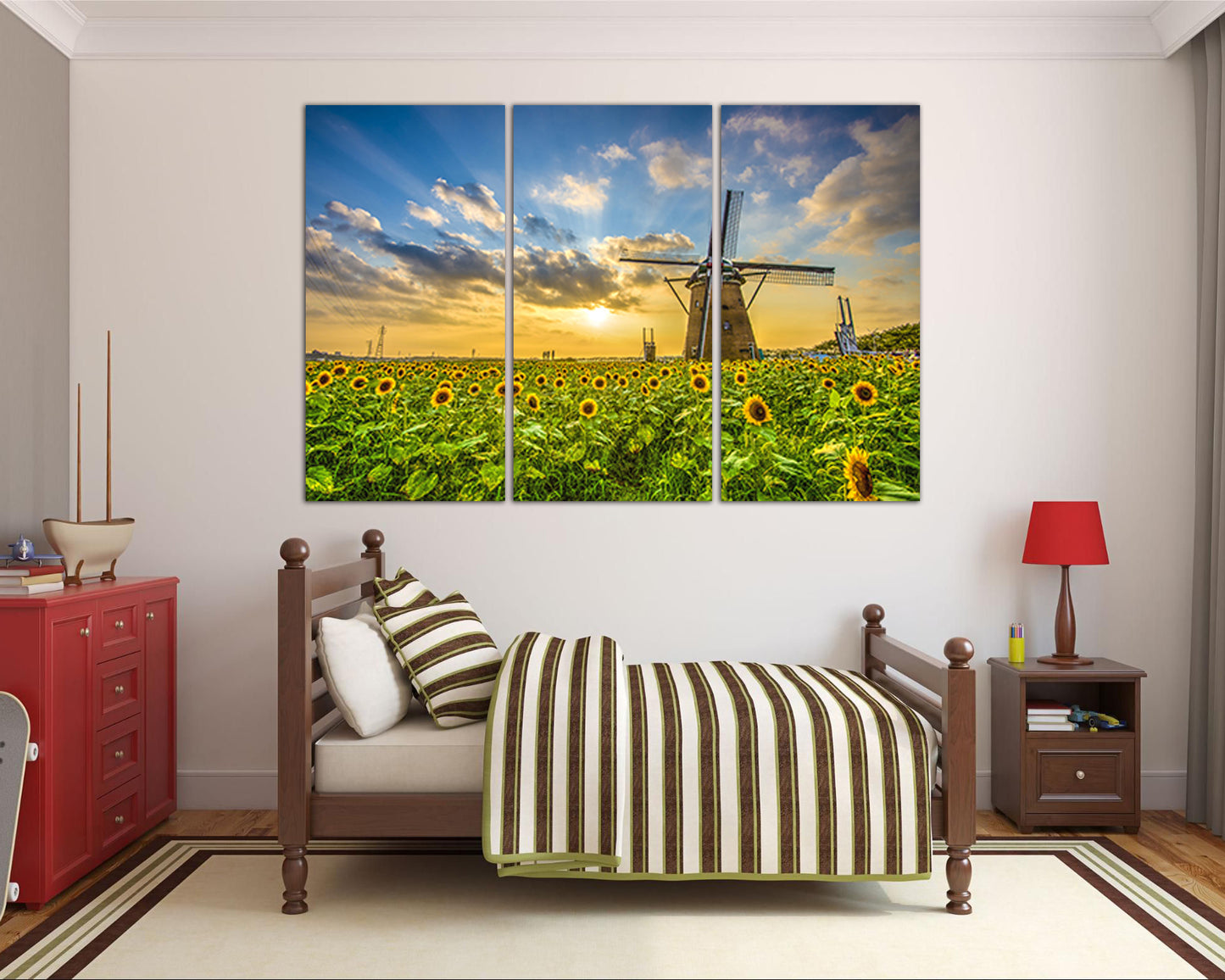 Sunflower canvas Floral wall decor Botanical print Flower nature art