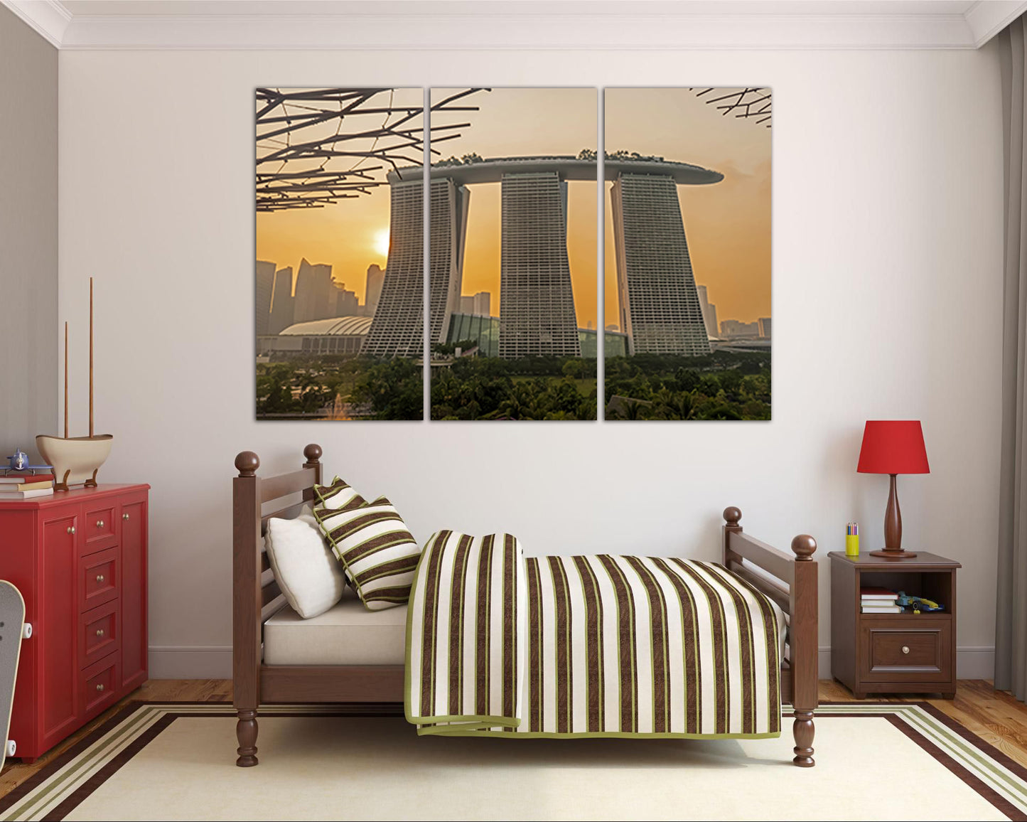 Wall art canvas Singapore print Travel gift city Marina Bay Asia decor