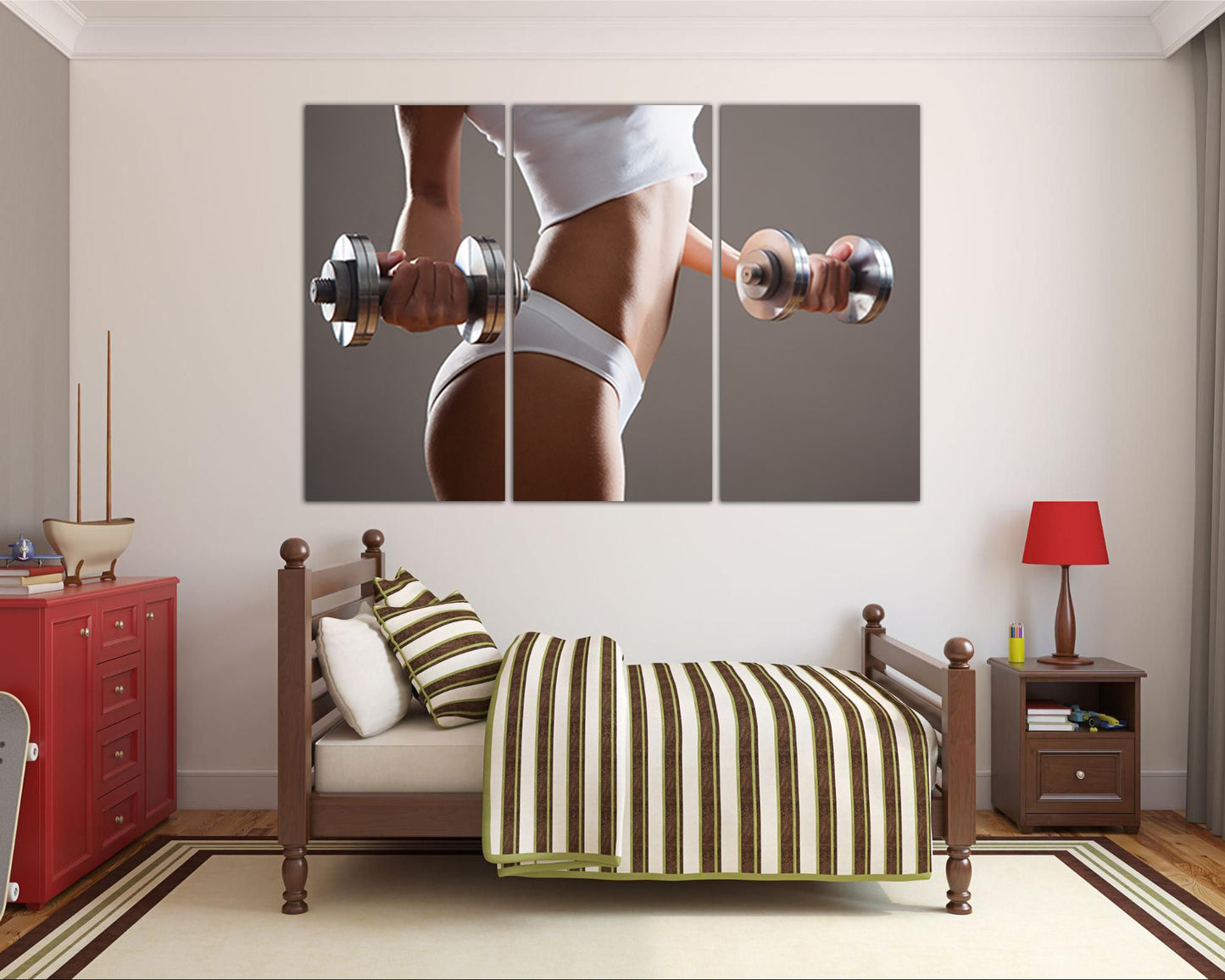 Fitness canvas panel Sports Dumbbell home art décor Gym print
