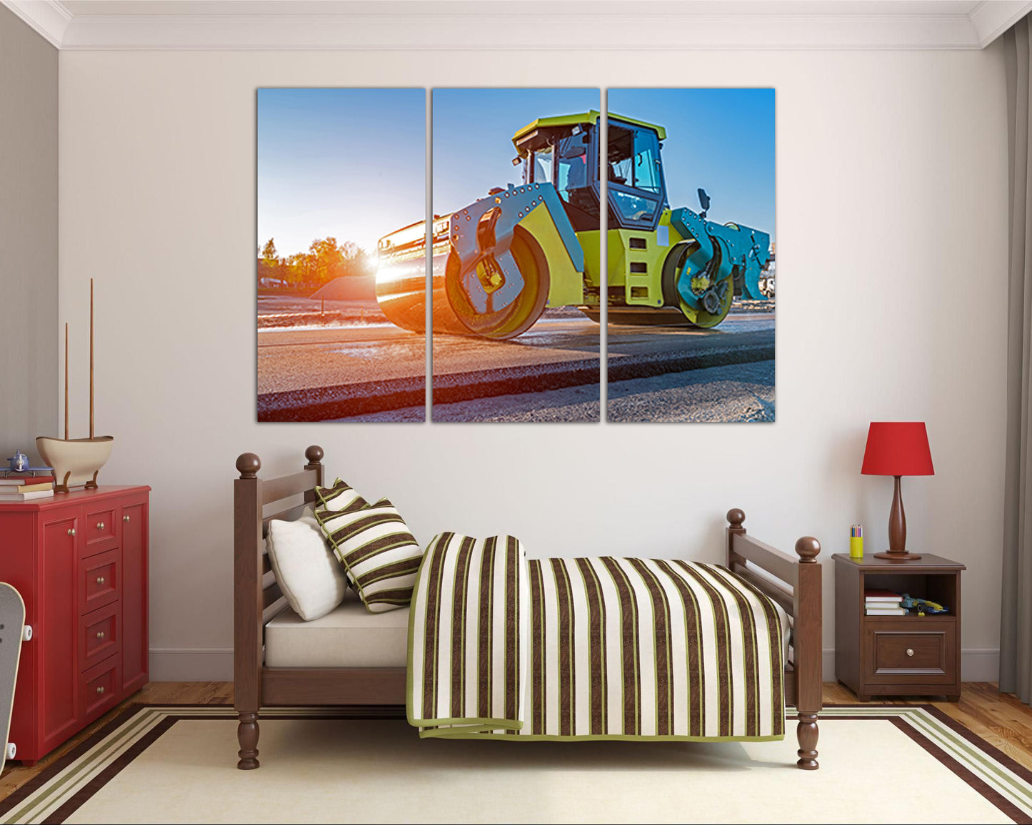 Road roller decor Truck kids canvas Machine print Mechanism prints rady to hang