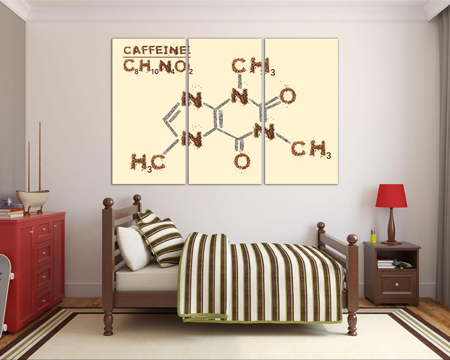 Caffeine Coffee lover Chemical canvas Science decor Barista gift Molecular formula art works