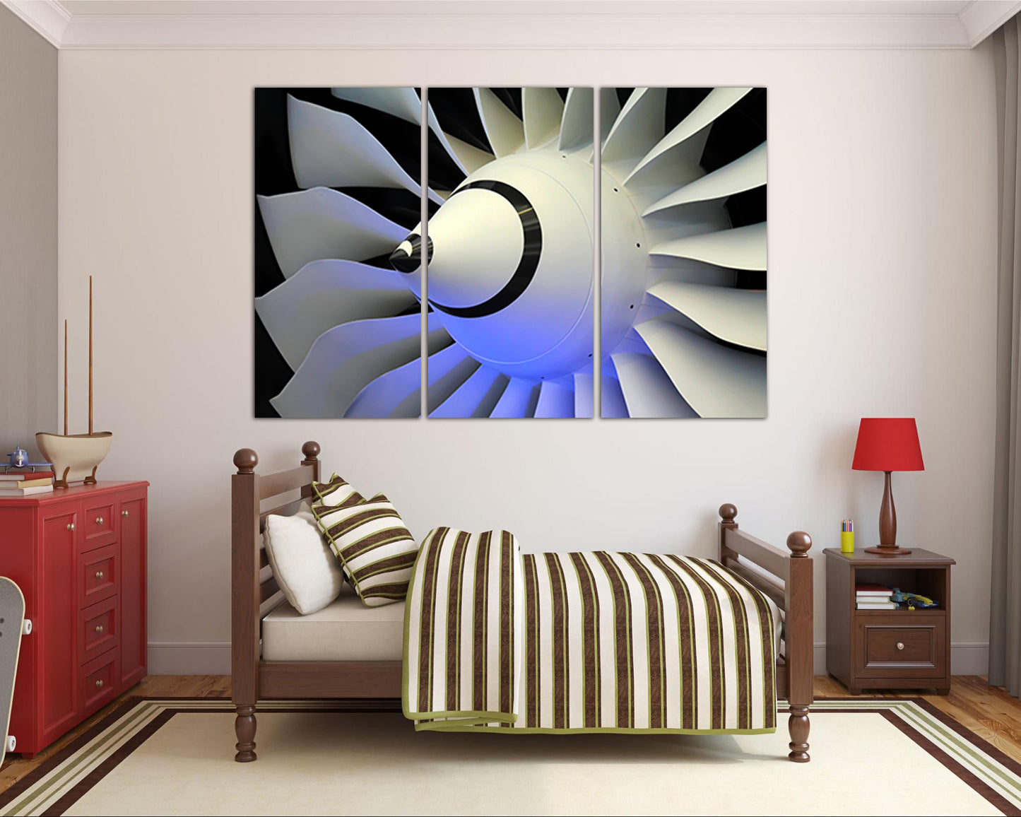 Aircraft turbine canvas mechanism engine Aviation print