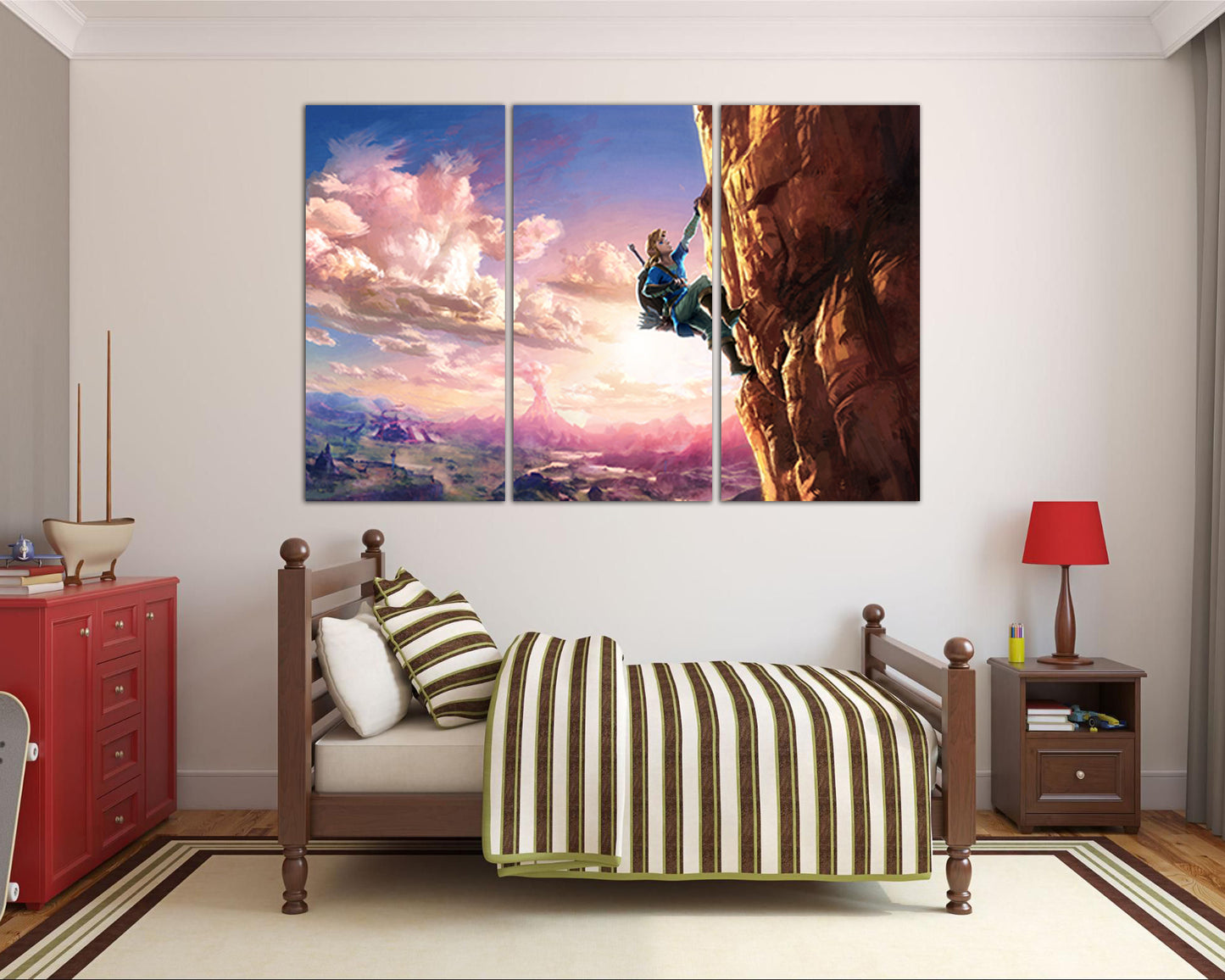 Legend of Zelda print on canvas Game art works kids room ready to hang