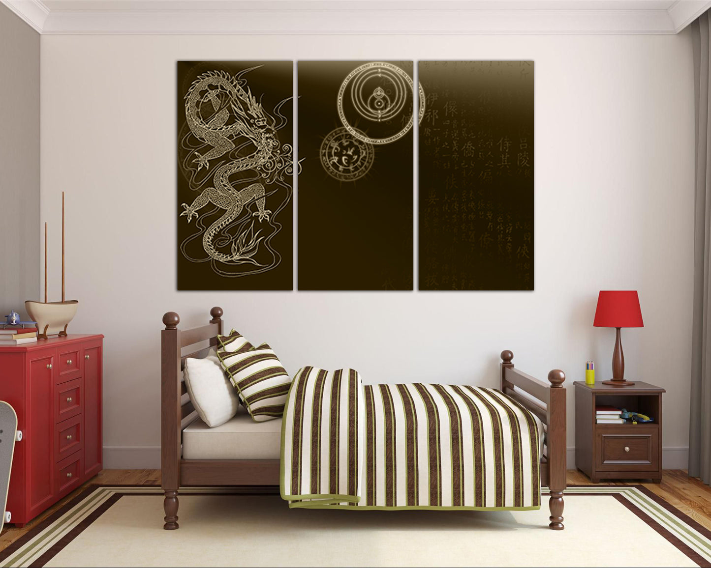 Japan dragon canvas Japanese character Asian art works Chinese style décor