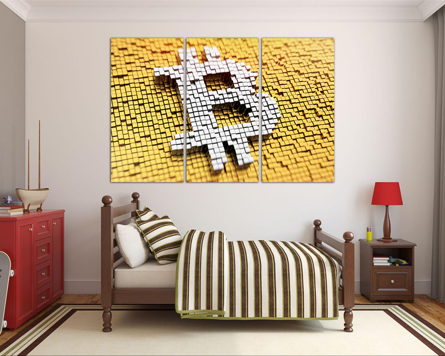 Bitcoin print on canvas Finance art Cryptocurrency Trader gift Blockchain Business gift