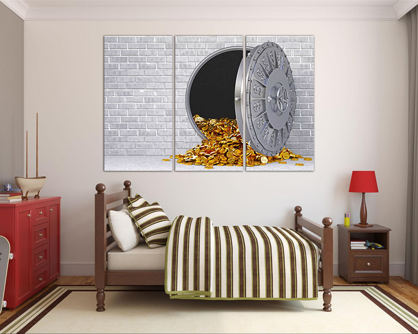 Bank vault Print on canvas Money safe deposit Cash décor Finance wall art Banker gift