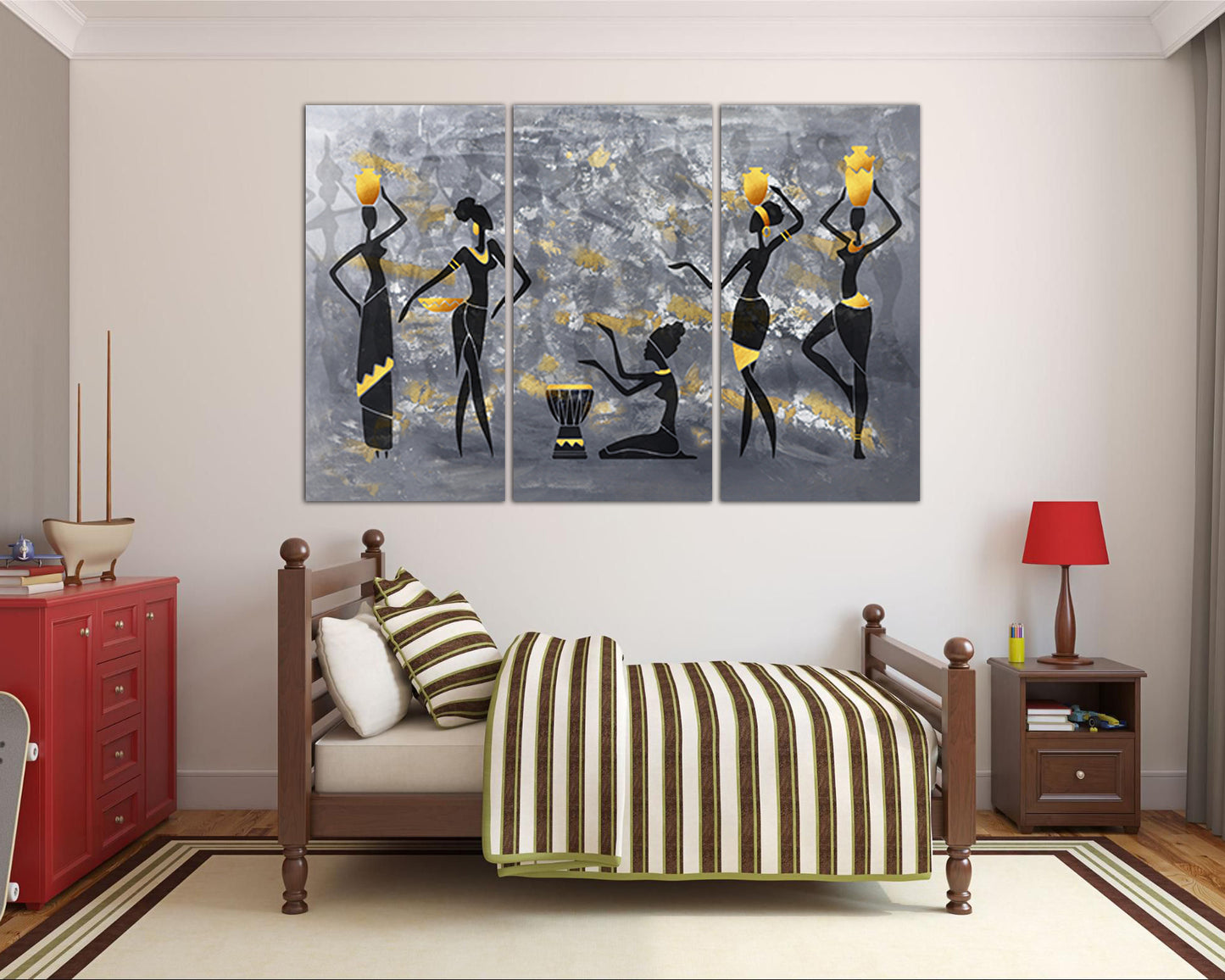 African dancing girl decor Black woman canvas Africa wall art works Ethnic print