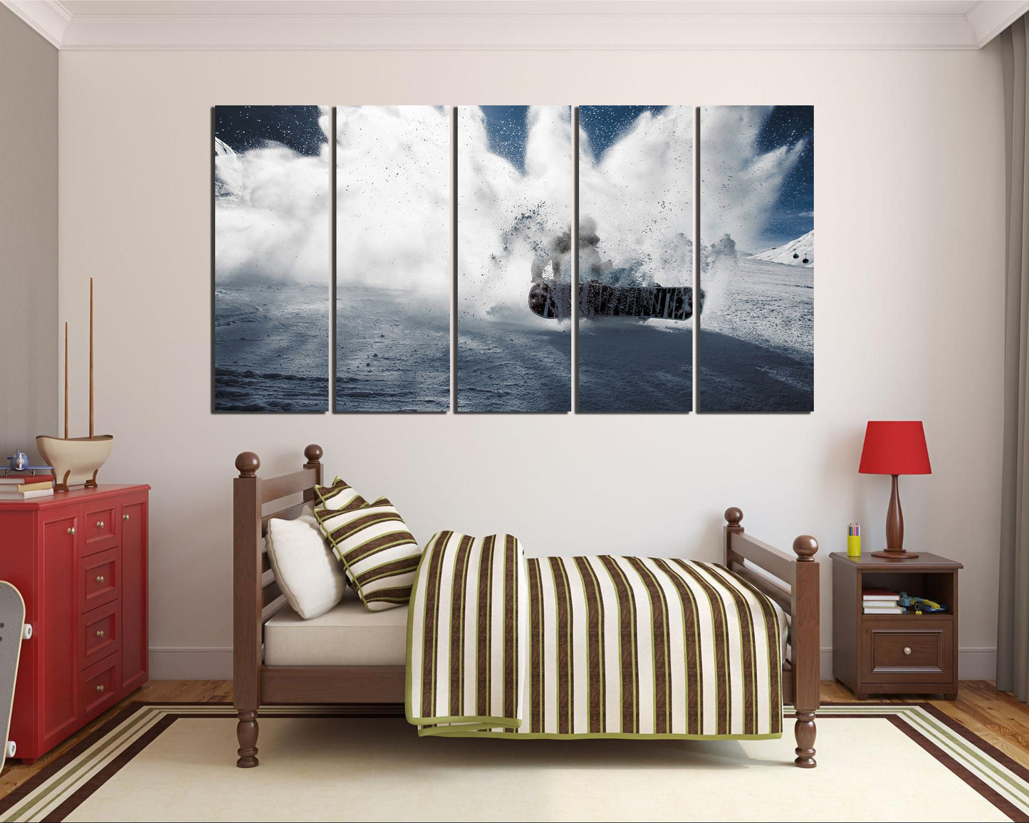 Snowboarding canvas Snowboarder sport Snow decor ready to hang