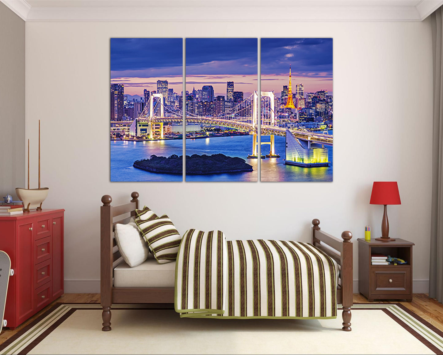 Tokyo canvas Rainbow bridge City wall art Japan gift Travel photo
