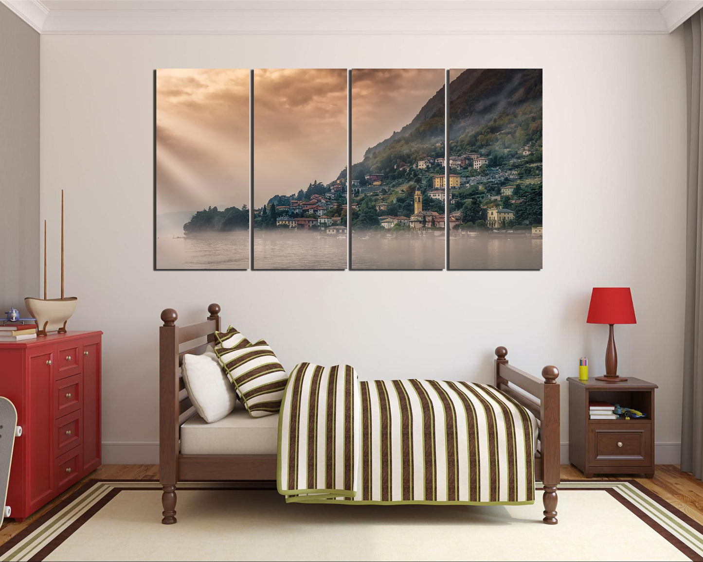 Lake Como wall art Italy canvas Mountain print Travel photo Tourism decor