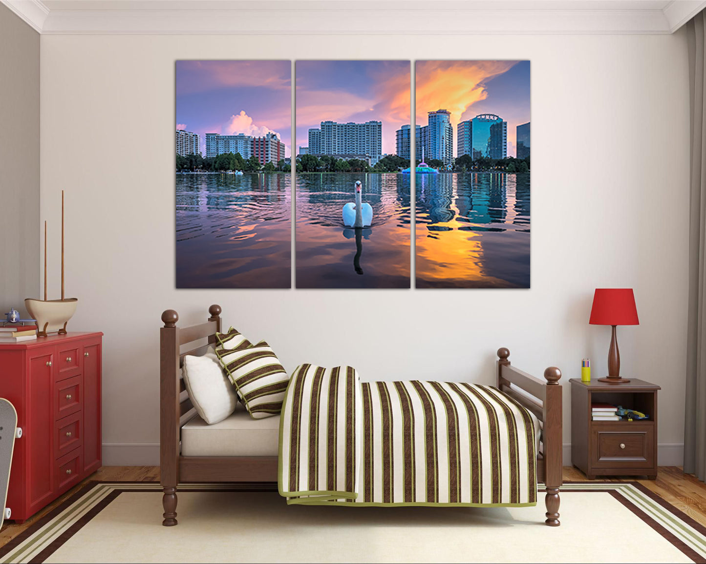 Orlando City Lake Eola park canvas Florida décor Skyscraper wall art travel