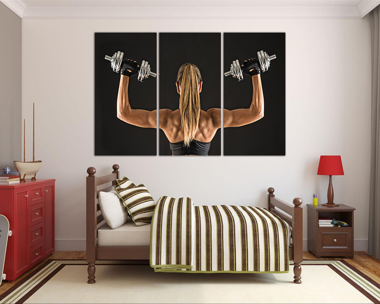 Dumbbell canvas panel Sports training art Gym photo Fitness workout gift