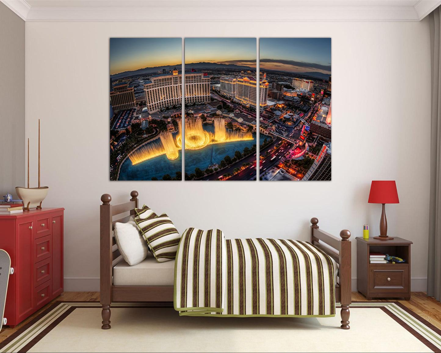 Las Vegas canvas Bellagio Fountain décor Skyscraper art Travel print
